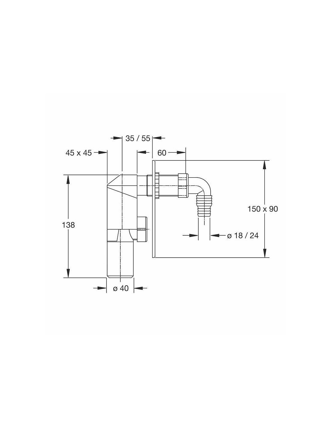 Sifone COMPACT Ad Incasso Per Lavatrice O Lavastoviglie - Cod. 3400EC40B9